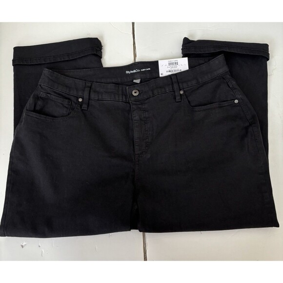 STYLE & CO WMEN'S PANTS CURVY CAPRI BLACK PLUS SIZE 18W/ 20W SLIMMING POCKET - Picture 8 of 11